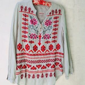 Johnny Was 3J Workshop Embroidered Blouse